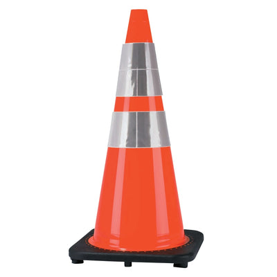 Cortina® DW Series 28" Traffic Cone – 7 lb PVC, Orange with Black Base & Reflective Collar
