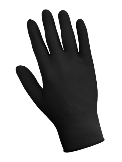 Nitrile, Powder-Free, Industrial-Grade, Black, Lightweight, 3.5-Mil, Textured Fingertips, 9.5-Inch Disposable Gloves - 705BPFE [1 case]