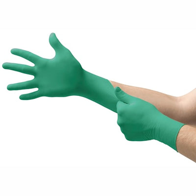 Ansell touchntuff, 92-500 Disposable Nitrile Gloves, Rolled Cuff, Anti-Static, Green