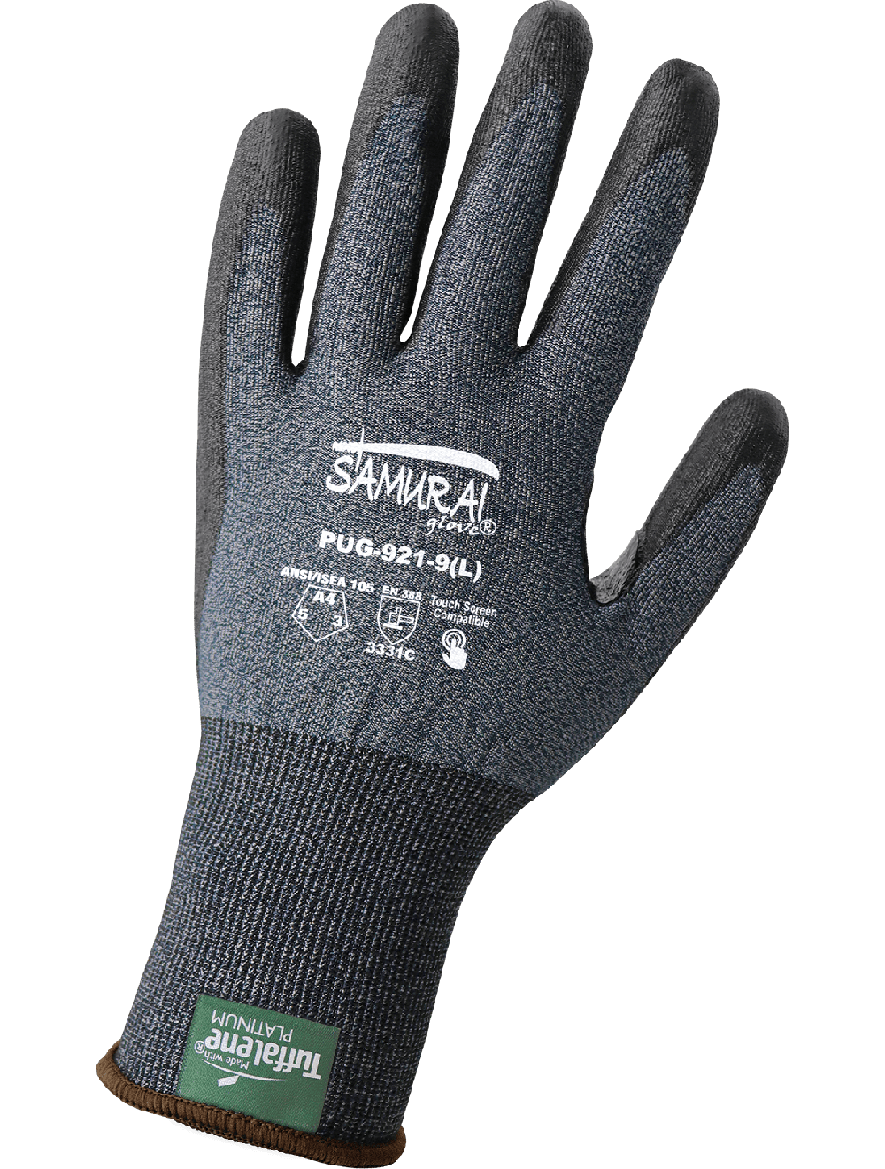Samurai Glove® Salt-and-Pepper Cut Resistant Polyurethane Coated Touchscreen Gloves Made with 21-Gauge Tuffalene® Platinum - PUG-921 - 1 Case